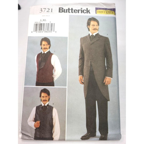Butterick Other - Butterick Making History Victorian Jacket & Vest Pattern #3721 Men's L, XL Uncut